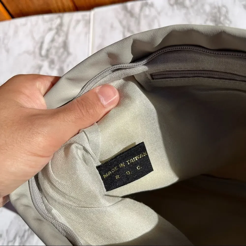 Vintage Oversized Gray Faux Leather Clutch